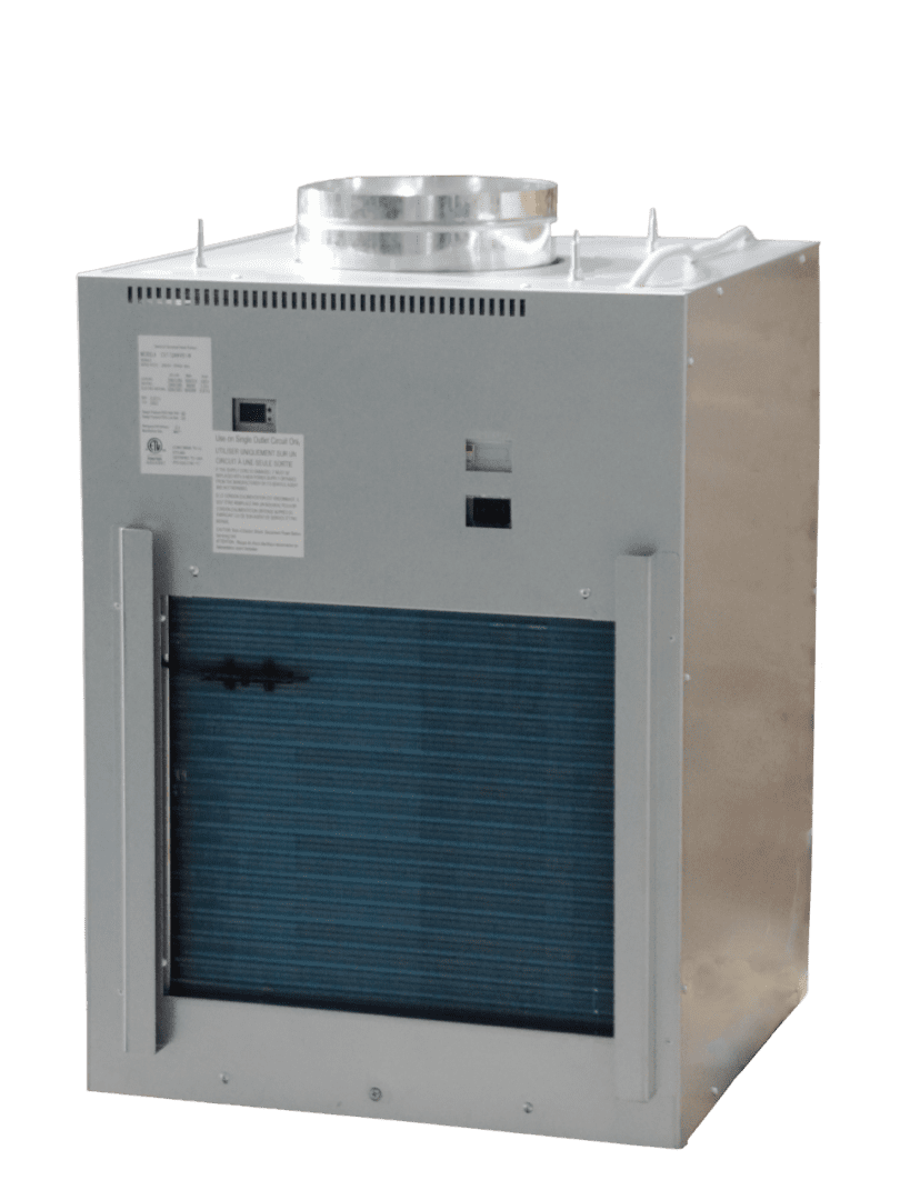 A large air conditioner unit with the door open.